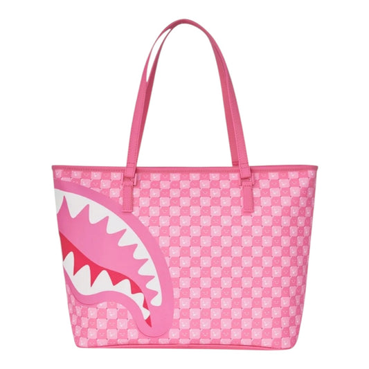 SPRAYGROUND PINK NEW CHECK FACES TOTE