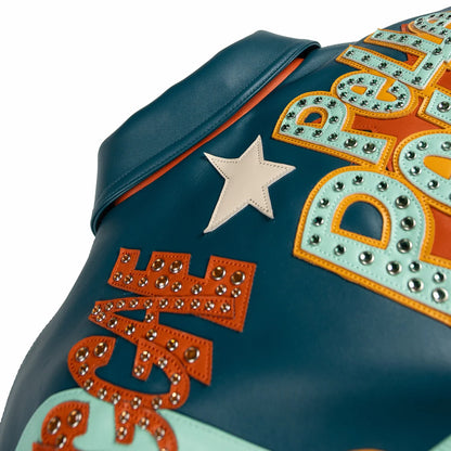 PELLE PELLE 'SOUNDS' LEATHER JACKET| TEAL/ORANGE
