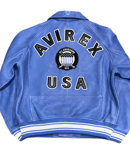 AVIREX LEATHER JACKET (AVF23IO21) DENIM BLEU