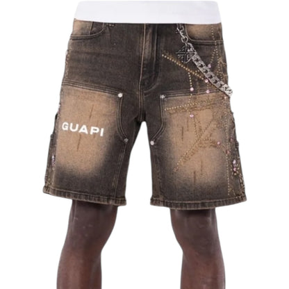 GUAPI 'SPIDER' DENIM SHORTS (VINTAGE BROWN)