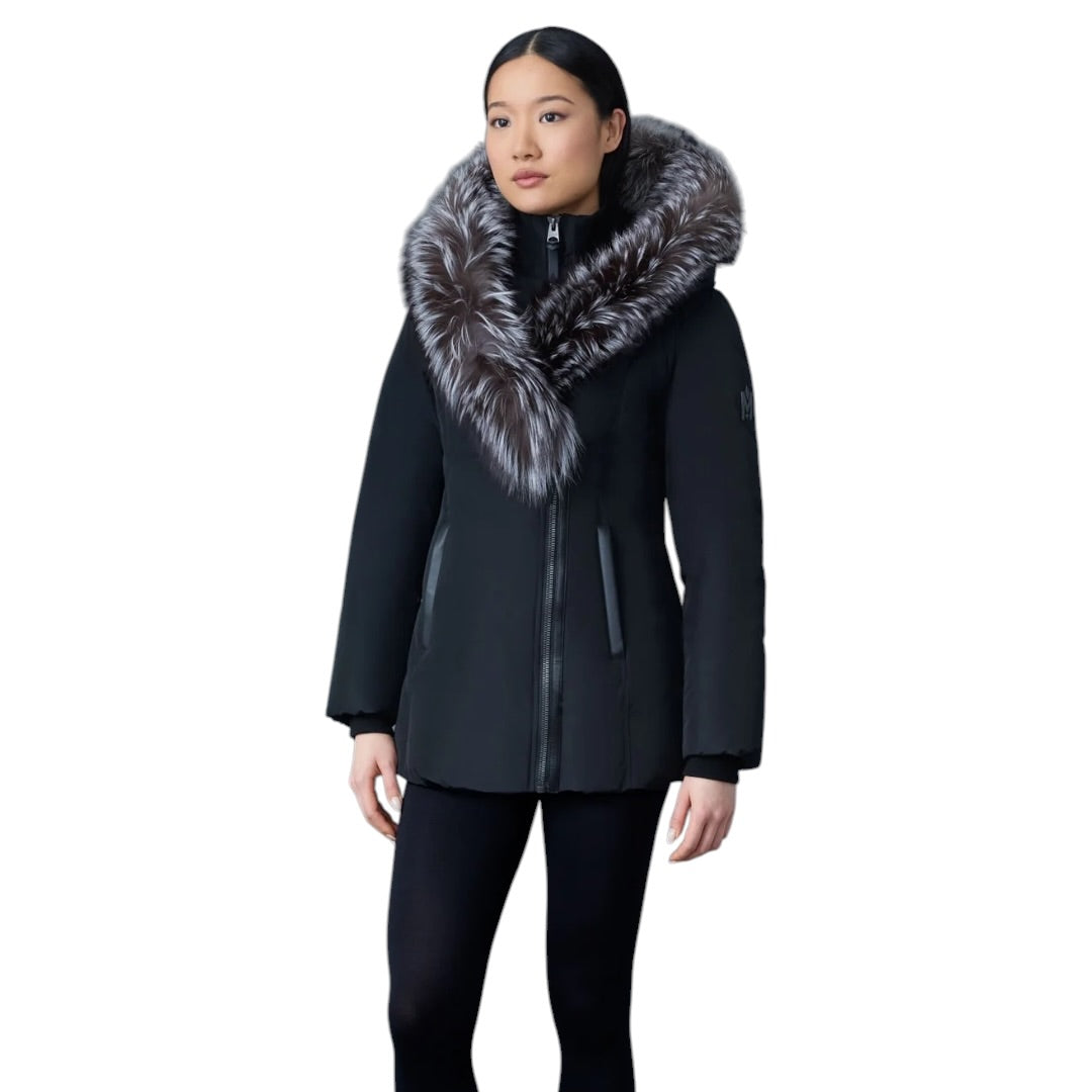 MACKAGE ADALI-X DOWN COAT W/ SILVER FUR| BLACK