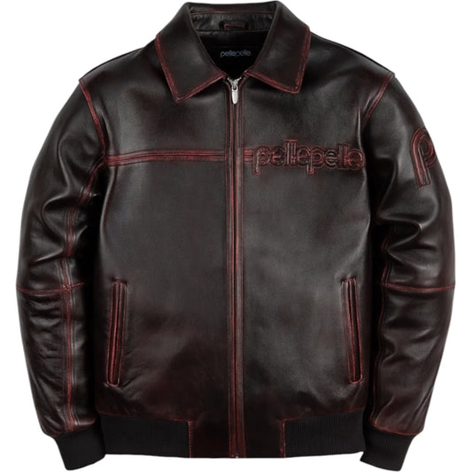 PELLE PELLE 'BASIC CORDED' LEATHER JACKET(RED GHOSTING)
