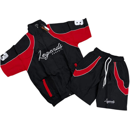 LEGENDS PREVAIL WINDBREAKER SHORT SET(BLACK/RED)