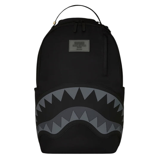 SPRAYGROUND SHARK CENTRAL BLACK NYLON GRAY EMBOSSED BACKPACK