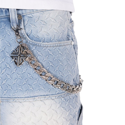 GUAPI 'STEEL PLATE' DENIM SHORTS (AQUA BLUE)