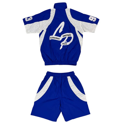 LEGENDS PREVAIL RHINESTONE WINDBREAKER SHORT SET (ROYAL BLUE)