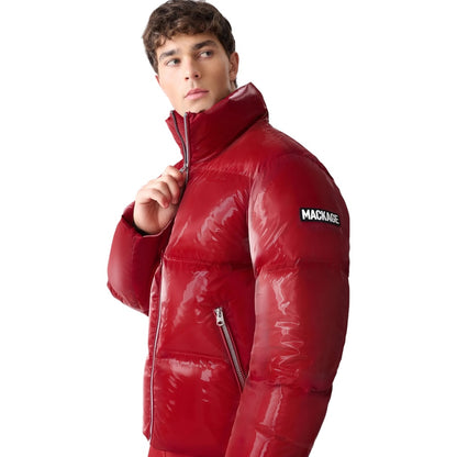 MACKAGE KENT-GLO HIGH GLOSS DOWN JACKET W/HOOD DARK RED