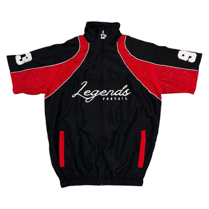 LEGENDS PREVAIL RHINESTONE WINDBREAKER SHORT SET (BLACK/RED)