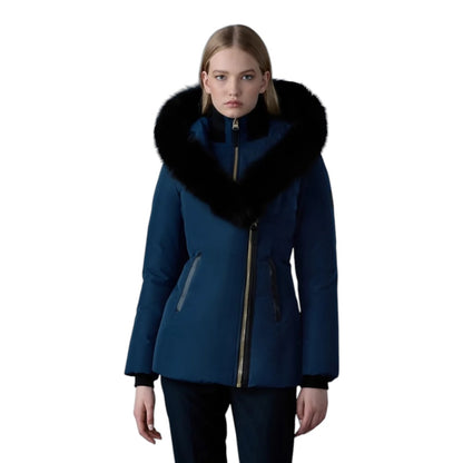 MACKAGE ADALI-BX DOWN COAT W/ BLACK FUR| NAVY/GOLD