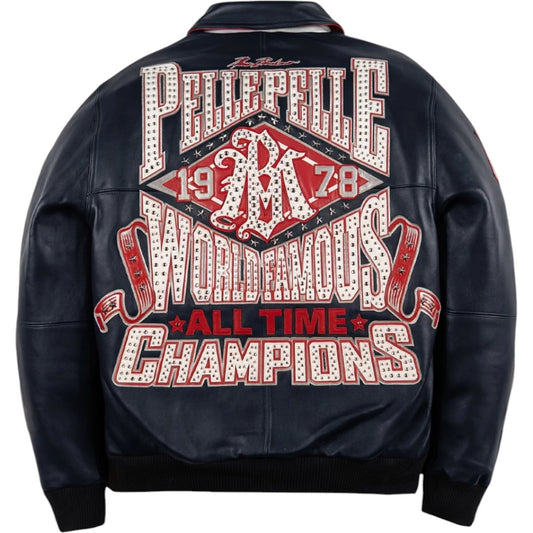 PELLE PELLE ‘ALL TIME CHAMPIONS’ LEATHER JACKET (NAVY)