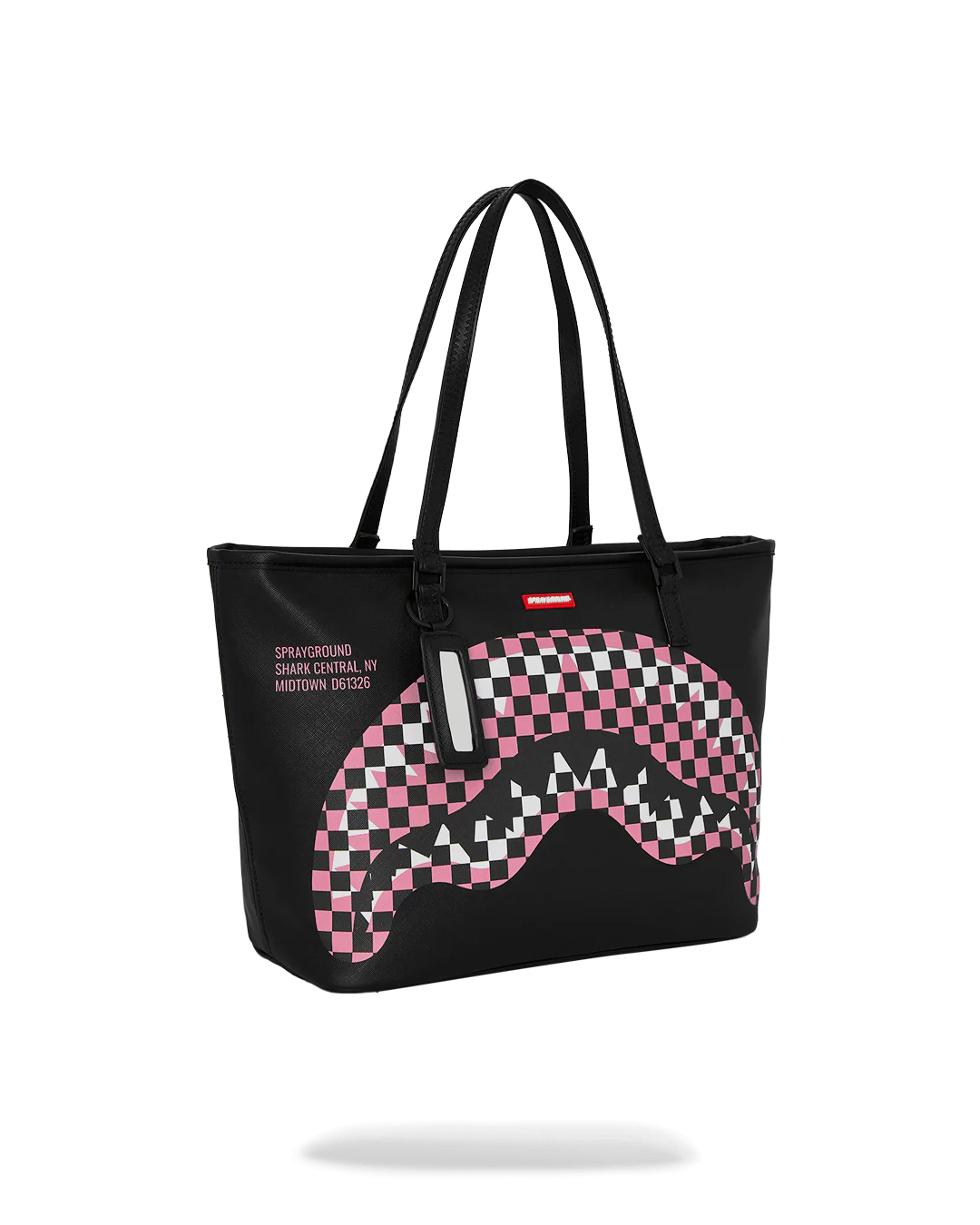 SPRAYGROUND SHARK CENTRAL BREAKUP CHECK SORBET GREY TOTE 910T7747NSZ