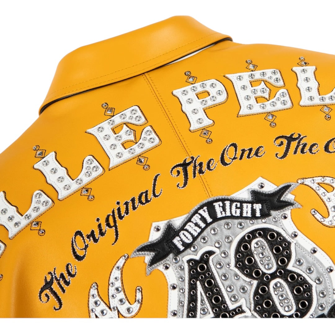 PELLE PELLE WOMEN CROPPED 'UNRIVALED ANNIVERSARY’ LEATHER JACKET(YELLOW)
