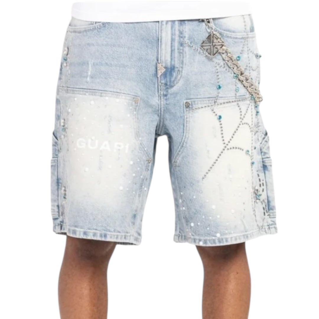 GUAPI 'SPIDER' DENIM SHORTS (AQUA BLUE)