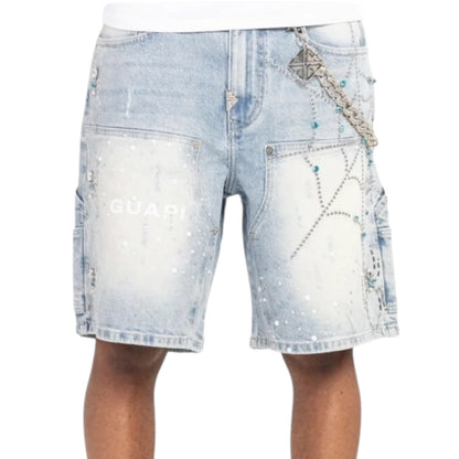 GUAPI 'SPIDER' DENIM SHORTS (AQUA BLUE)