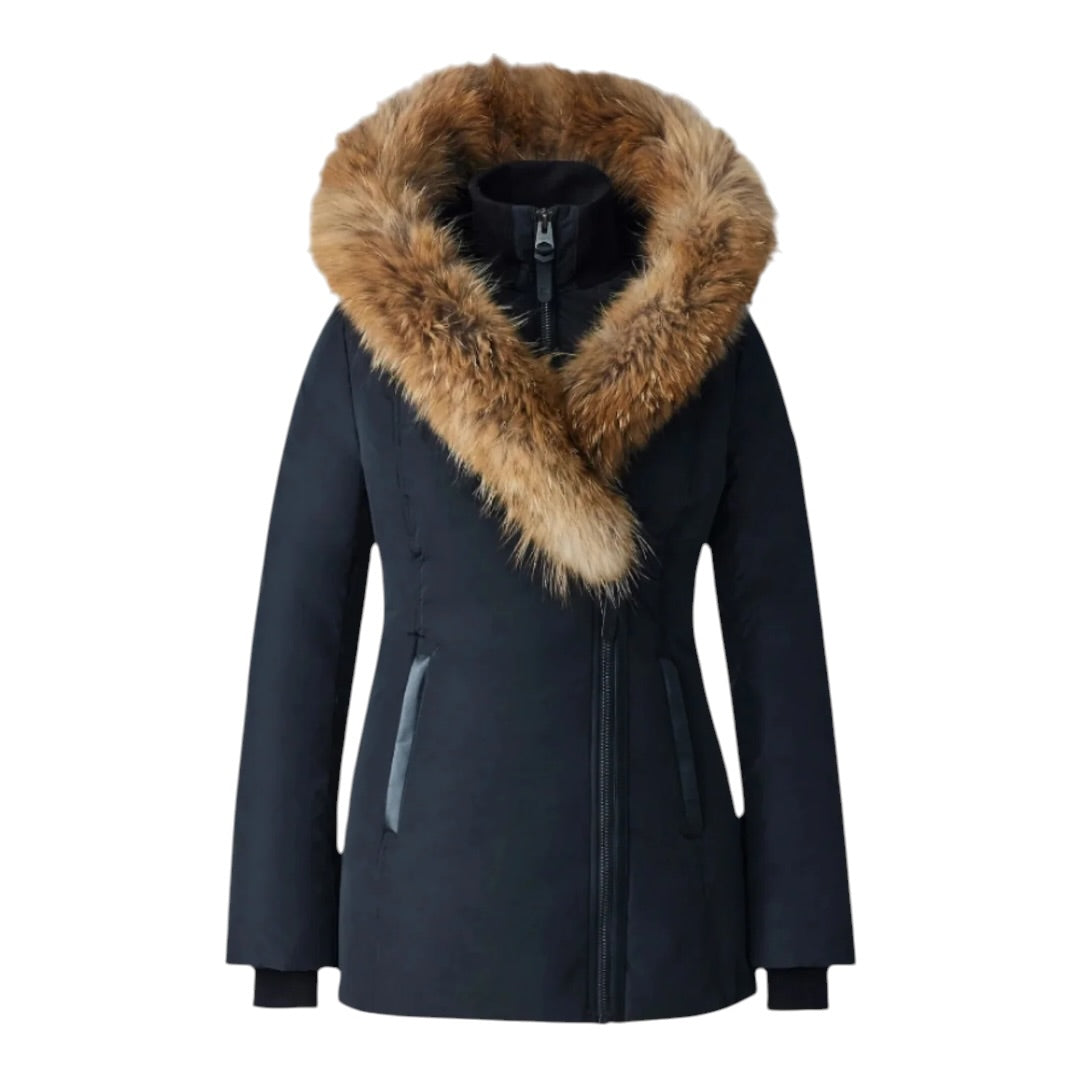 MACKAGE ADALI-F DOWN COAT W/ NATURAL FUR| BLACK