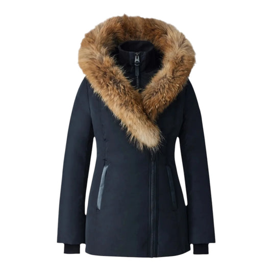 MACKAGE ADALI-F DOWN COAT W/ NATURAL FUR| BLACK