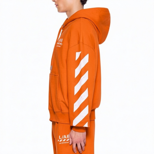 L/AB Off-White 'Core Diagonal' ZIP HOODIE (ORANGE TIGER)