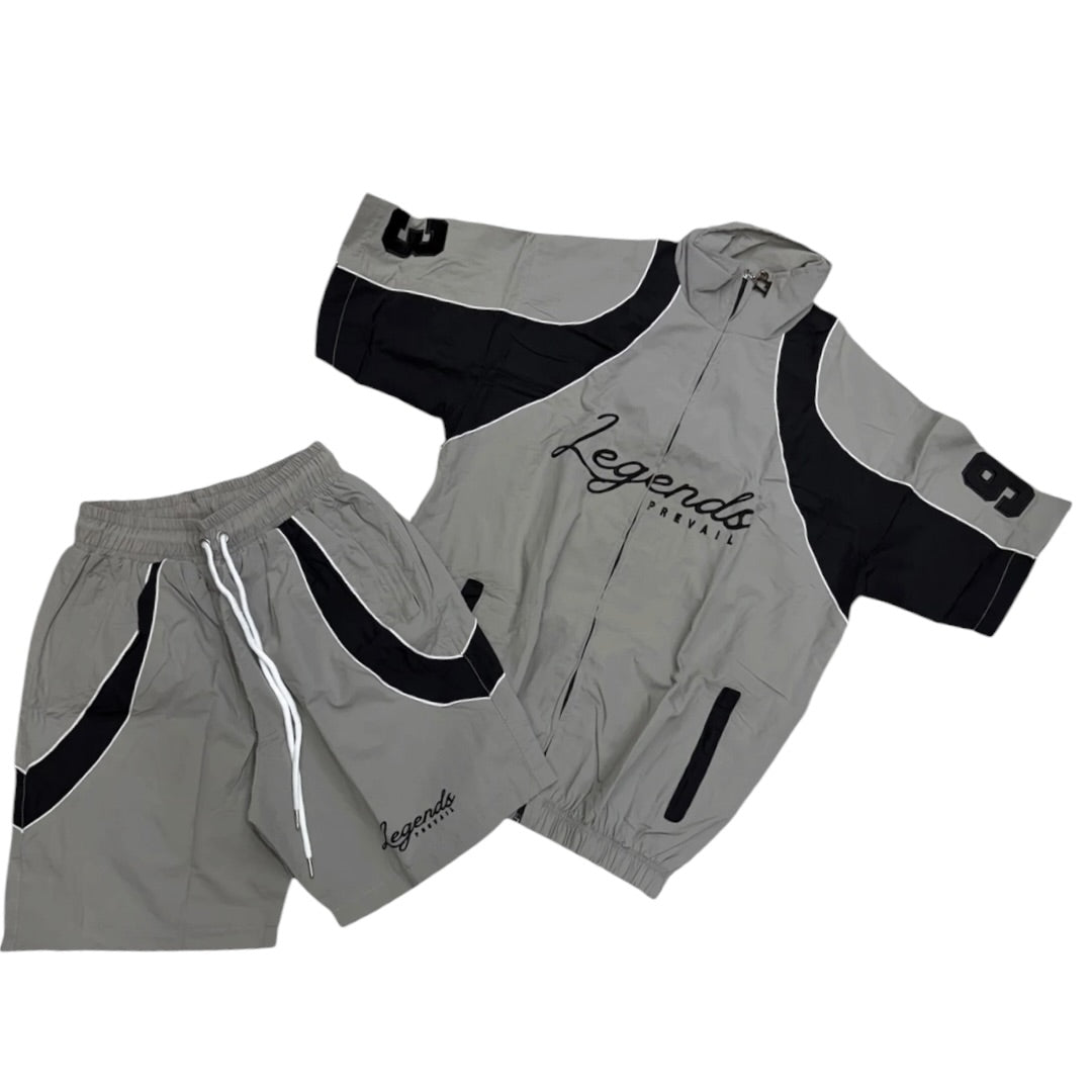 LEGENDS PREVAIL WINDBREAKER SHORTSET (GREY/BLACK)