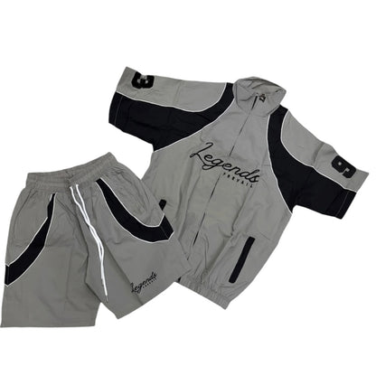 LEGENDS PREVAIL WINDBREAKER SHORTSET (GREY/BLACK)