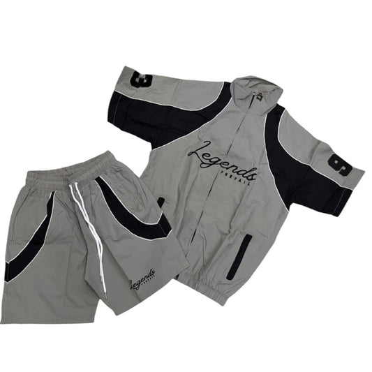LEGENDS PREVAIL WINDBREAKER SHORTSET (GREY/BLACK)