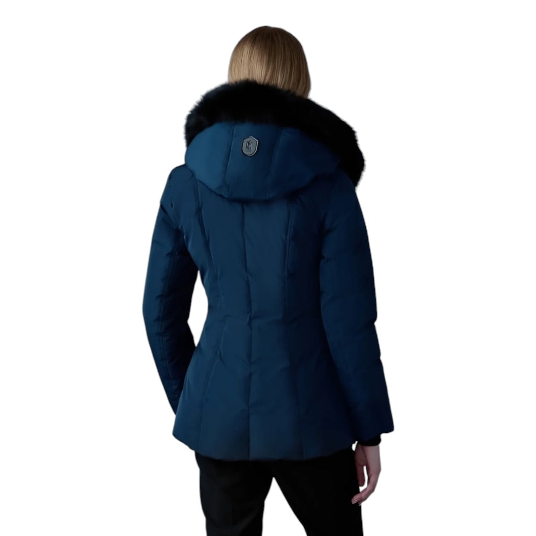 MACKAGE ADALI-BX DOWN COAT W/ BLACK FUR| NAVY/GOLD