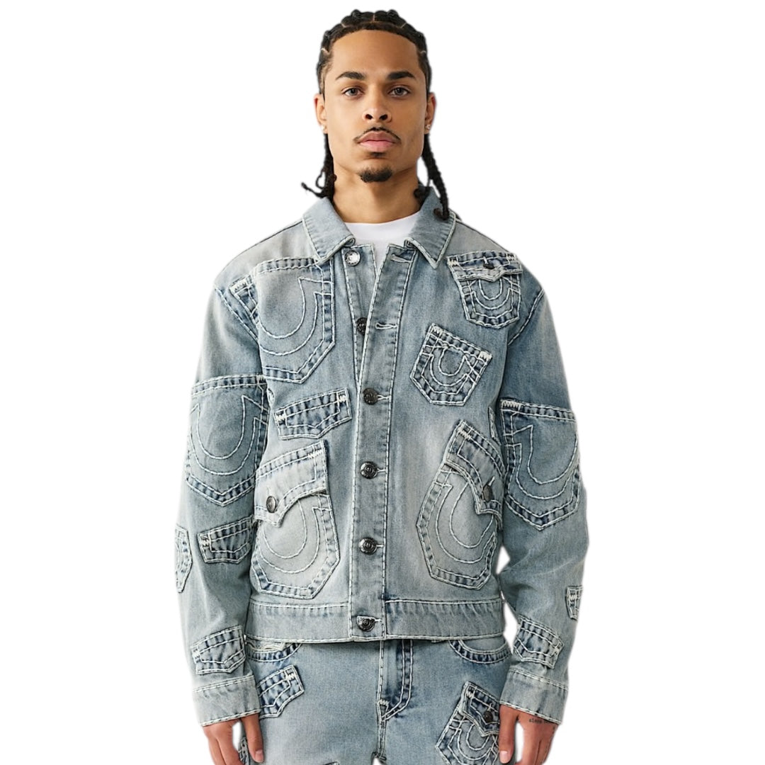 TRUE RELIGION MULTI-POCKET SUPER T DENIM JACKET