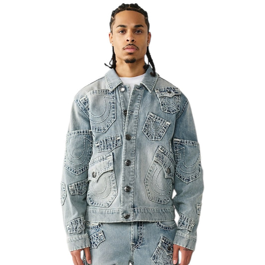 TRUE RELIGION MULTI-POCKET SUPER T DENIM JACKET