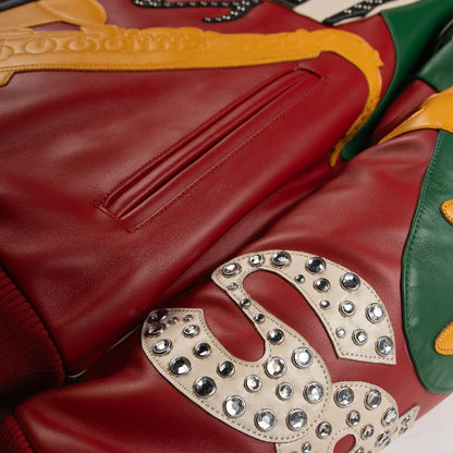 PELLE PELLE 'SOUNDS' LEATHER JACKET| RED/GREEN