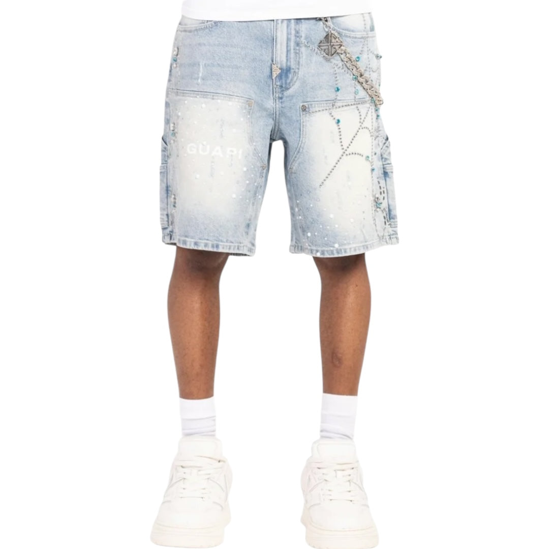 GUAPI 'SPIDER' DENIM SHORTS (AQUA BLUE)