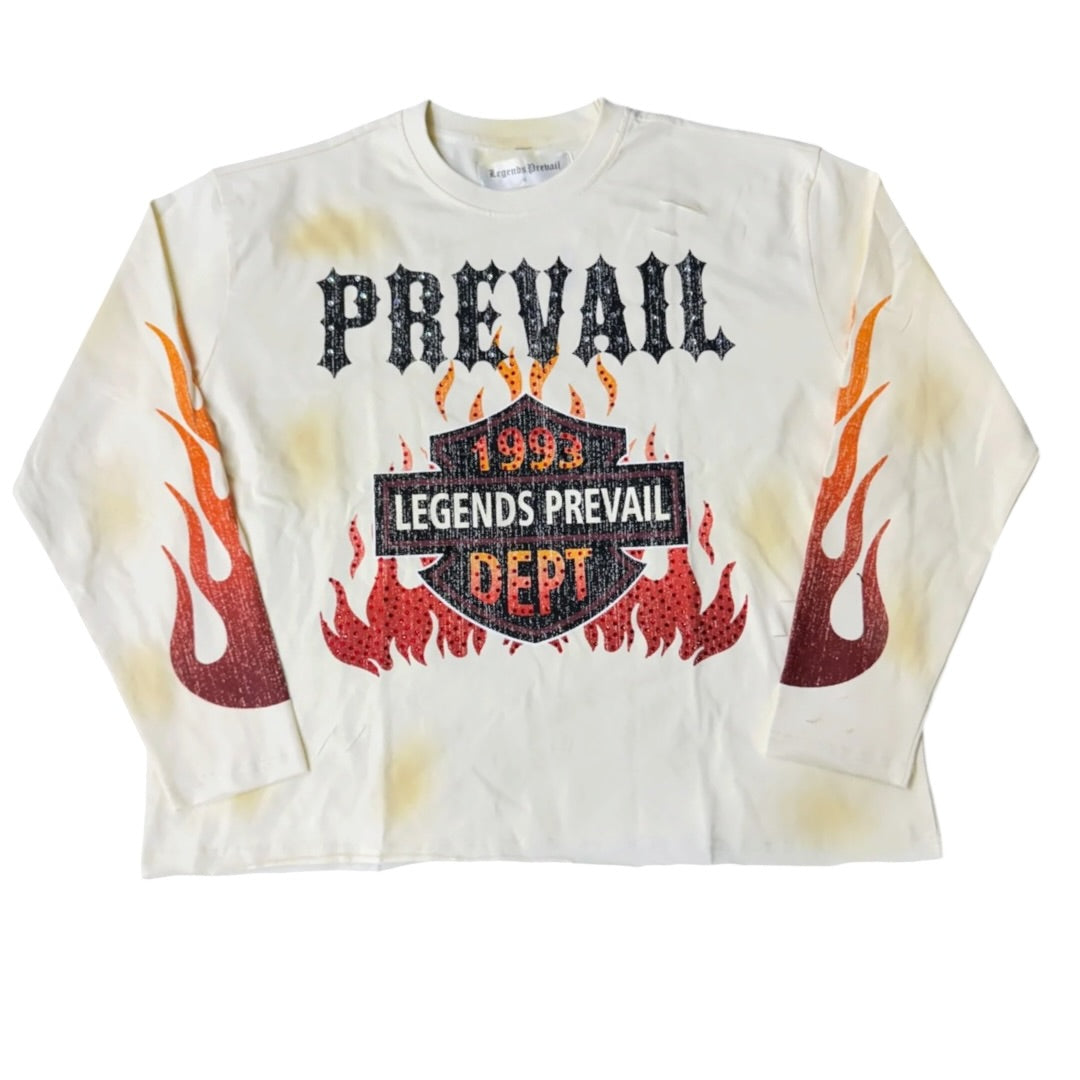 LEGENDS PREVAIL 'MOTOR FLAME' L/S TEE (CREAM)