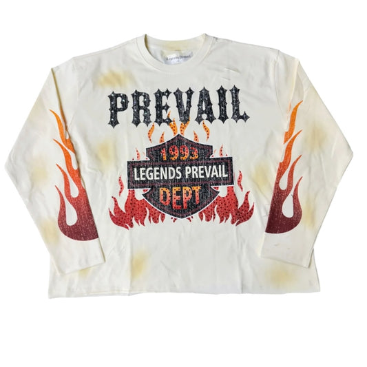 LEGENDS PREVAIL 'MOTOR FLAME' L/S TEE (CREAM)