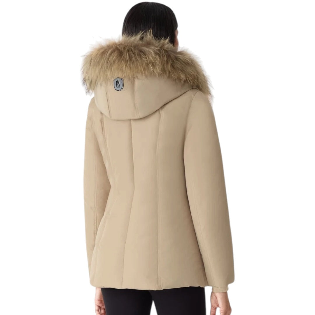 MACKAGE ADALI-F DOWN COAT W/ NATURAL FUR| LIGHT CAMEL