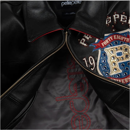 PELLE PELLE WOMEN CROPPED 'UNRIVALED ANNIVERSARY' LEATHER JACKET(BLACK)