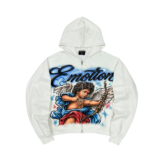MIXED EMOTION 'CUPIDS ARROW' HOODIE| WHITE
