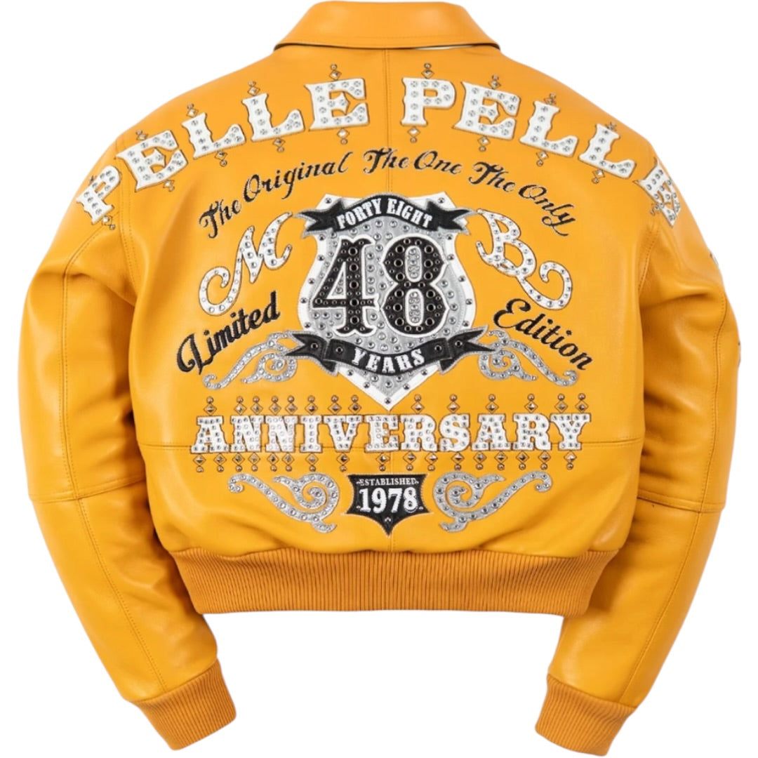 PELLE PELLE WOMEN CROPPED 'UNRIVALED ANNIVERSARY’ LEATHER JACKET(YELLOW)