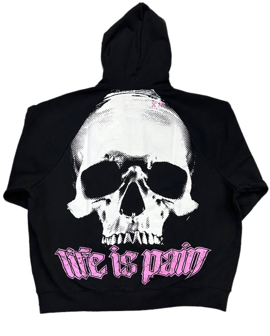 CULT OF INDIVIDUALITY ZIP HOODED SWEATSHIRT ''LIFE IS PAIN'' (624A1-ZH19A) BLACK