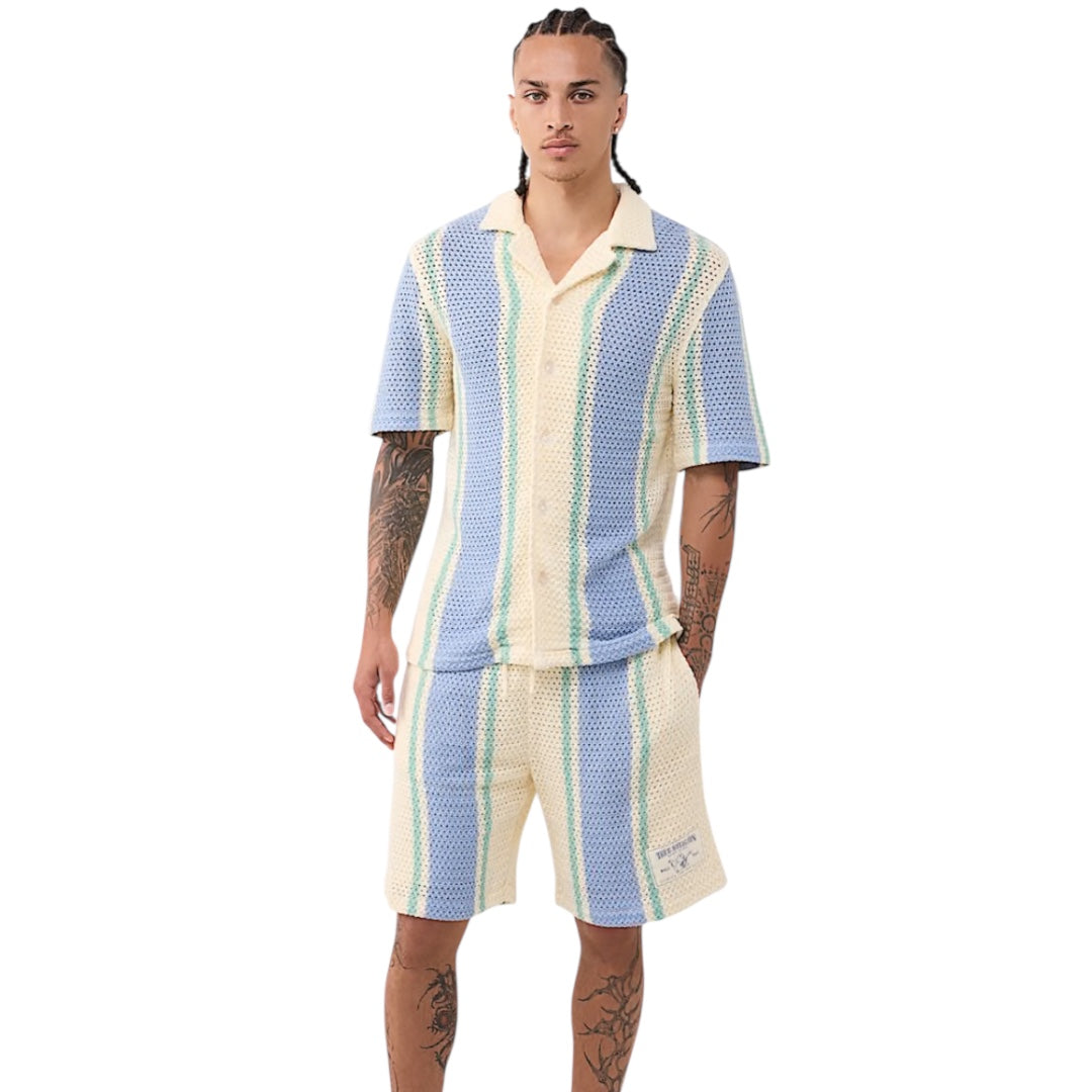 TRUE RELIGION WORLD TOUR KNIT STRIPPED SHORTS