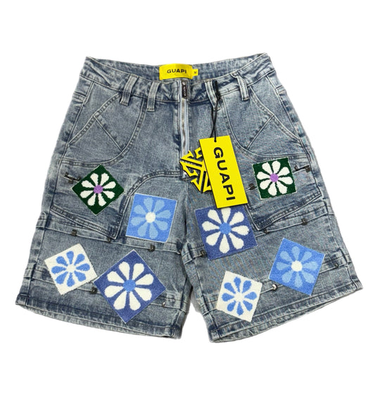 GUAPI  497ABFDS GUAPI FLOWER SHORTS AQUA BLUE