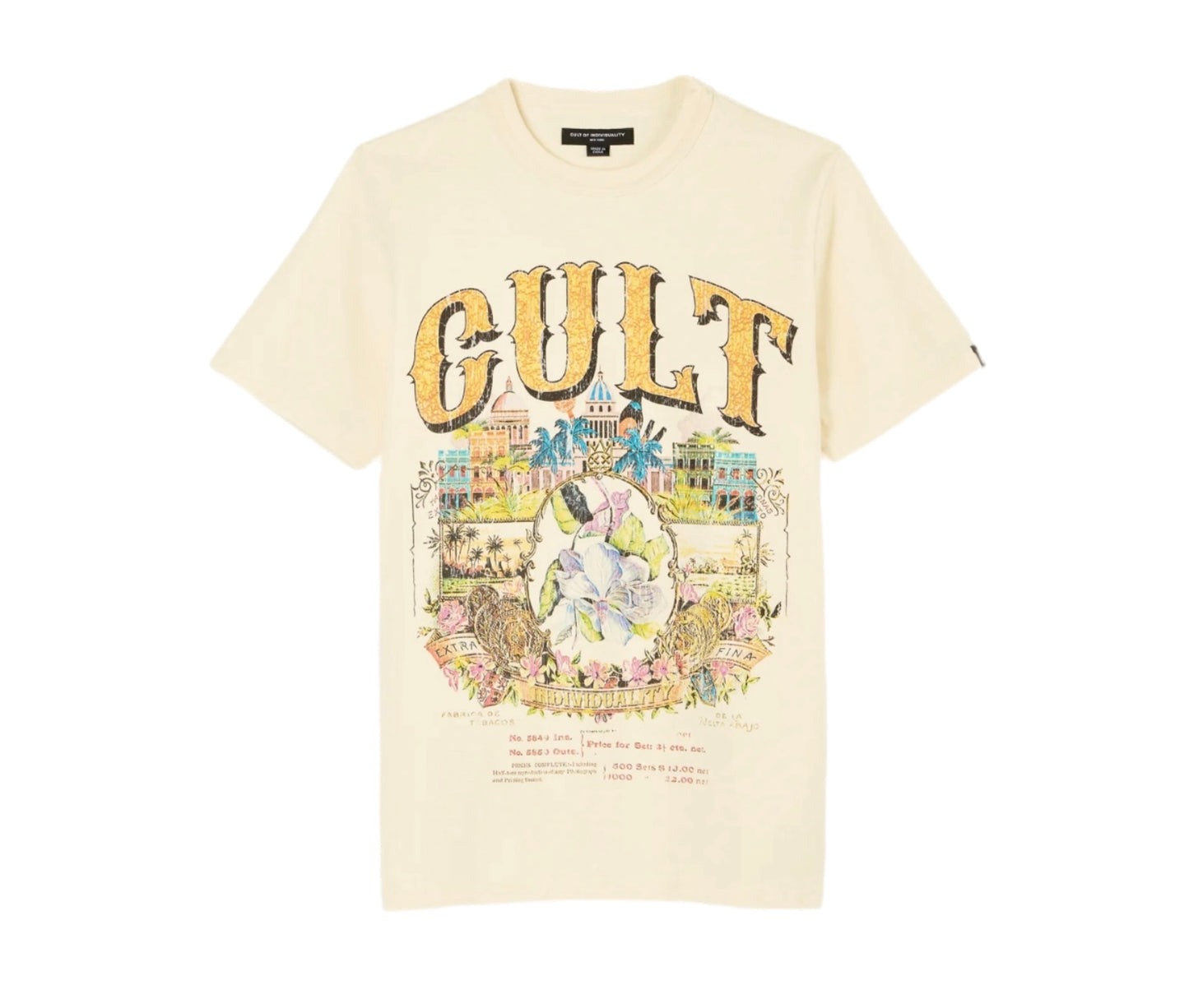 CULT OF INDIVIDUALITY 625A4-K27A SHORT SLEEVE CREW NECK T SHIRT CUBA WINTER WHITE