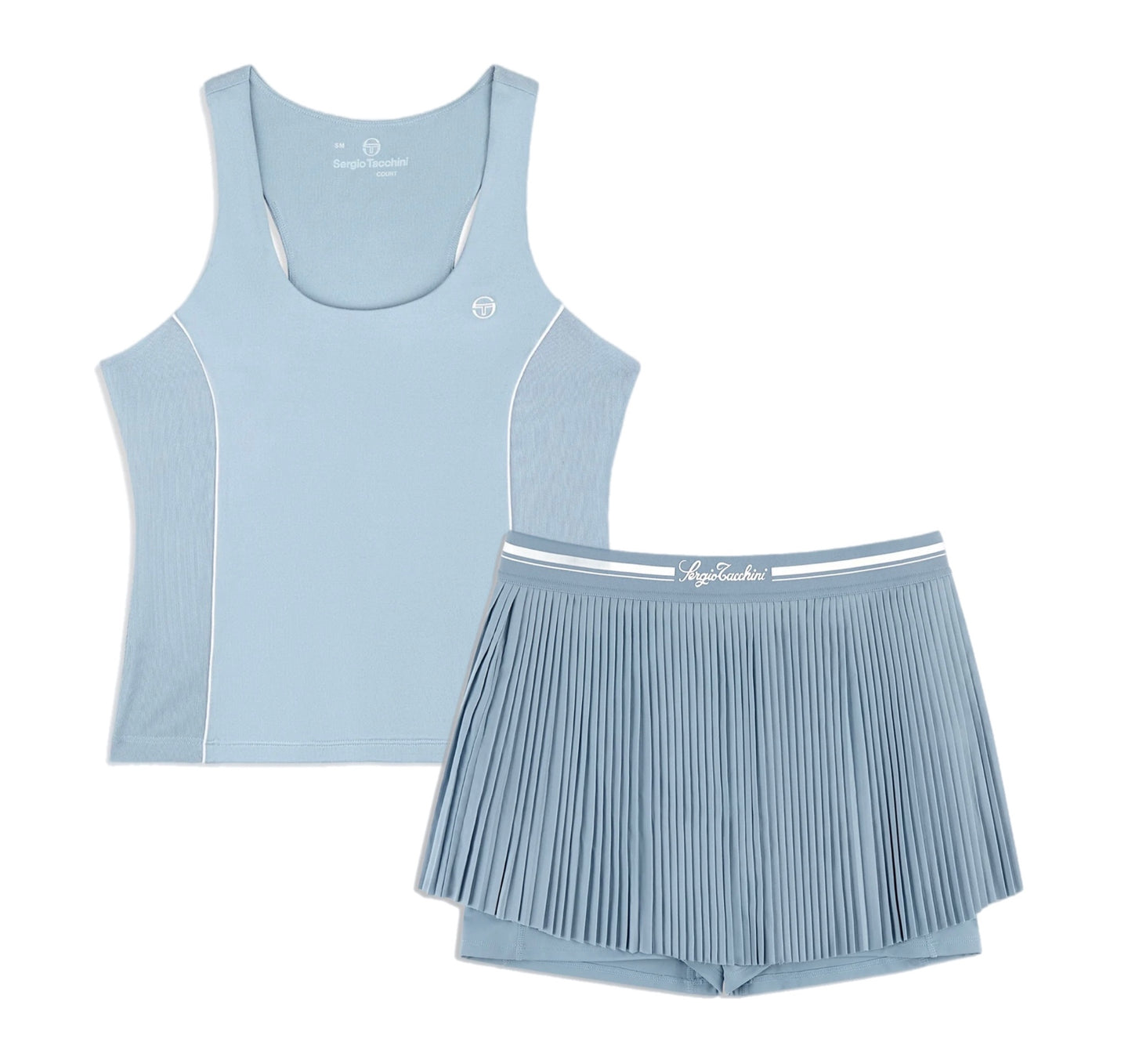 SERGIO TACCHINI WOMANS  STS25W51072 209-FADED DENIM TESSA SCOOP NECK TANK AND SKIRT SET