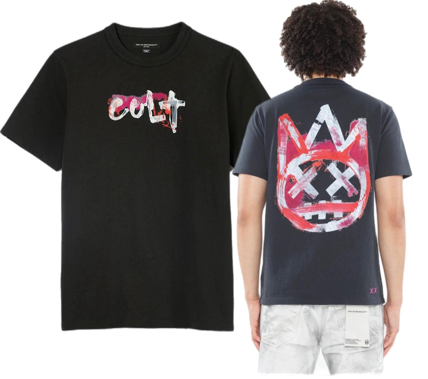 CULT OF INDIVIDUALITY  625A4-K33A SHORT SLEEVE CREW NECK TEE SHIRT ARTIST LOGO STEEL