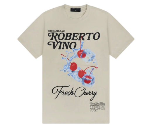 ROBERTO VINO  RV-T-64-SS25 VINO CHERRY TEE BEIGE
