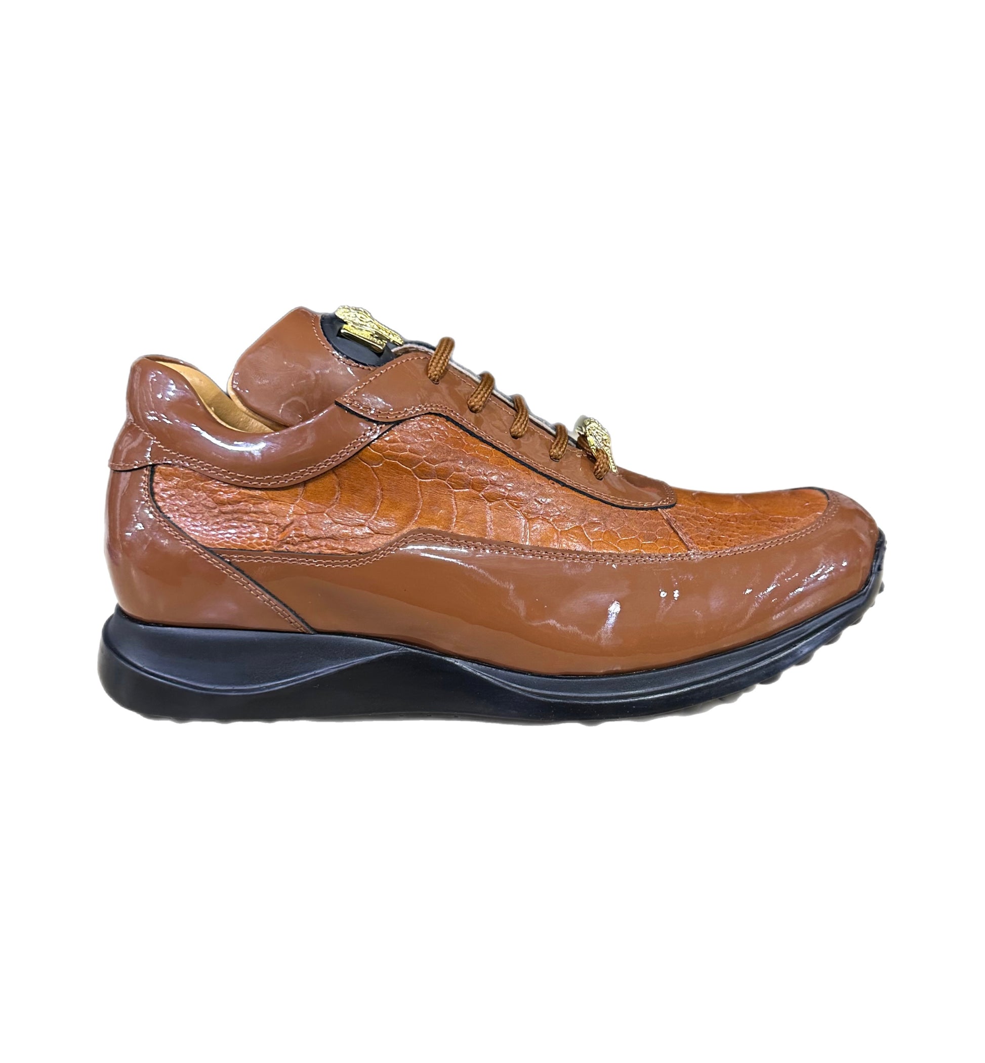 MAURI PATENT OSTRICH LEG (8601) COGNAC – Ballers Clothing Shop