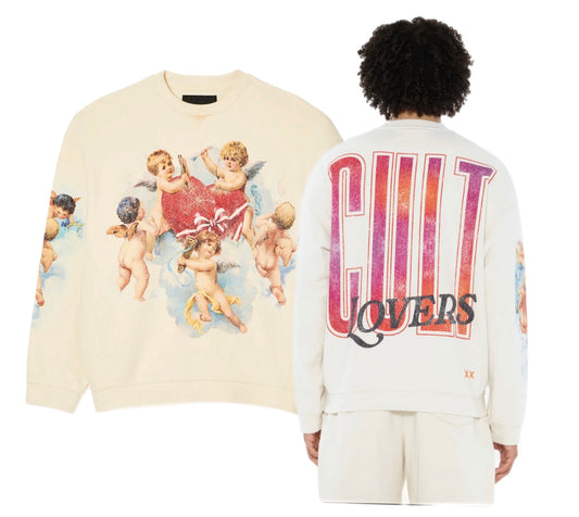 CULT OF INDIVIDUALITY  625A4-FC17B NOVELTY FLEECE CREW NECK SWEATSHIRT WINTER WHITE