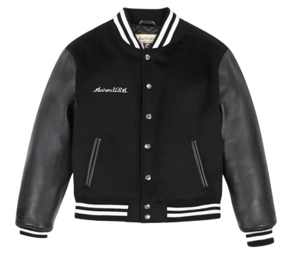 AVIREX  44AVC00BO99 AVIREX LEATHER VARSITY JACKET BLACK