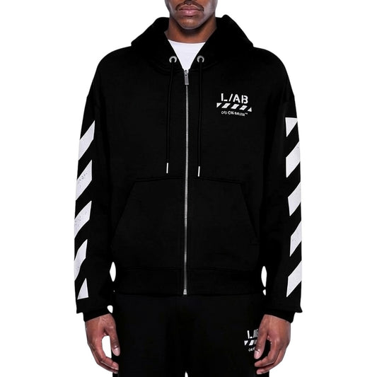 L/AB Off-White 'Core Diagonal' ZIP HOODIE (BLACK)