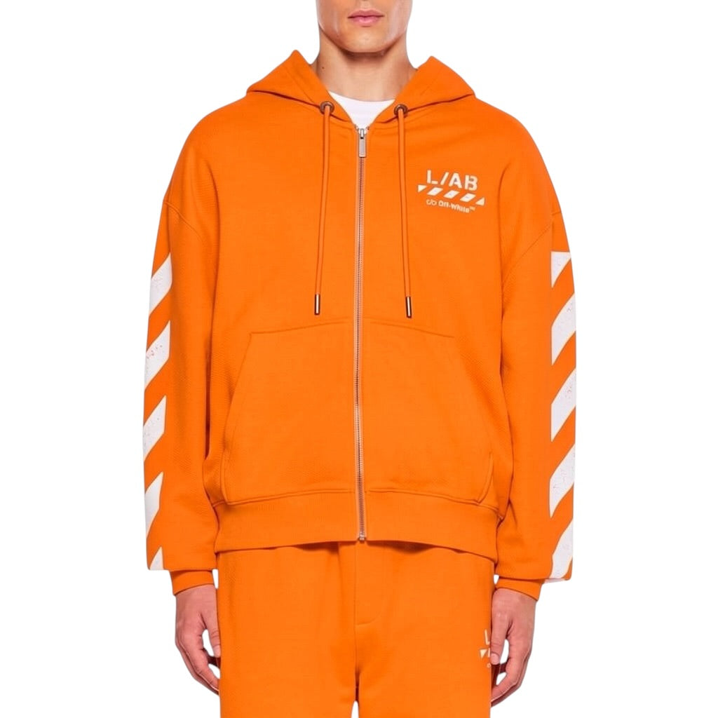 L/AB Off-White 'Core Diagonal' ZIP HOODIE (ORANGE TIGER)