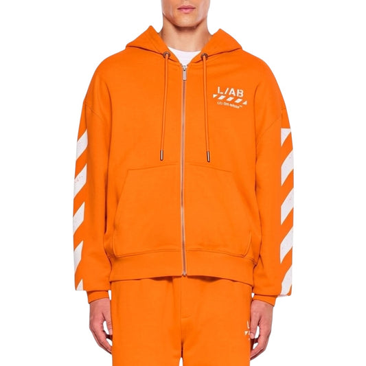 L/AB Off-White 'Core Diagonal' ZIP HOODIE (ORANGE TIGER)