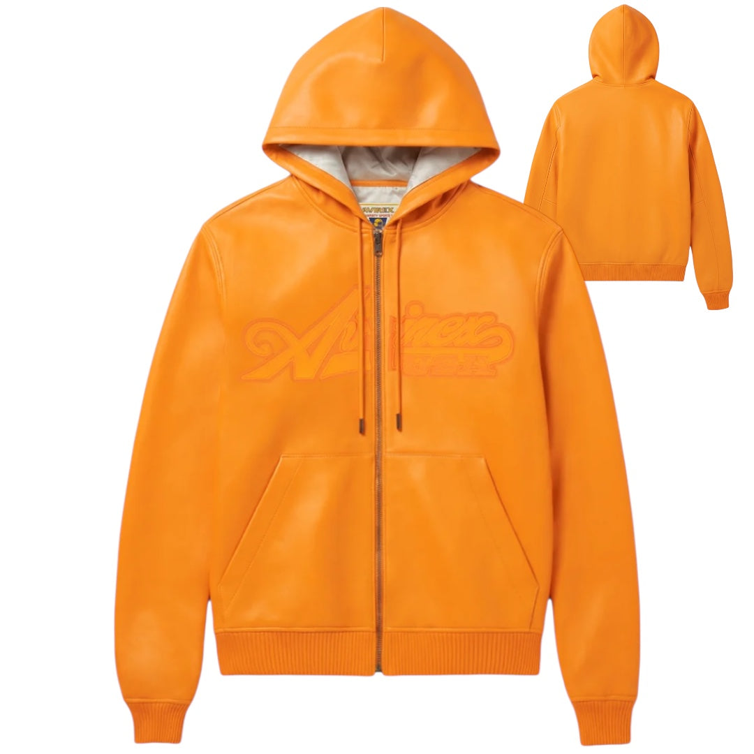 AVIREX SCRIPT NAPPA LEATHER HOODIE