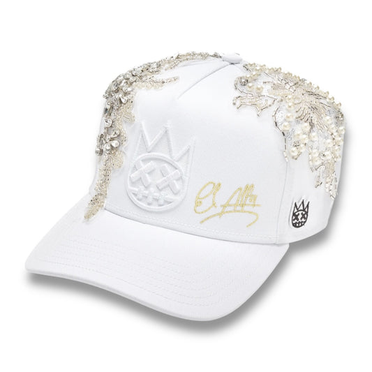CULT X EL ALFA LUREX EMB LOGO TRUCKER HAT WHITE